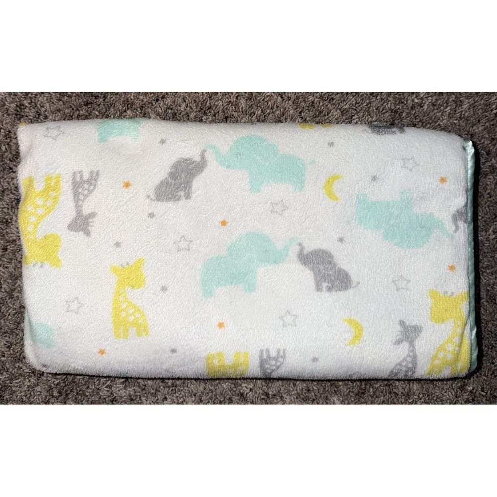 Child Of Mine Carter's  Mommy Loves Me Mint Sherpa Giraffe Elephant Baby Blanket
